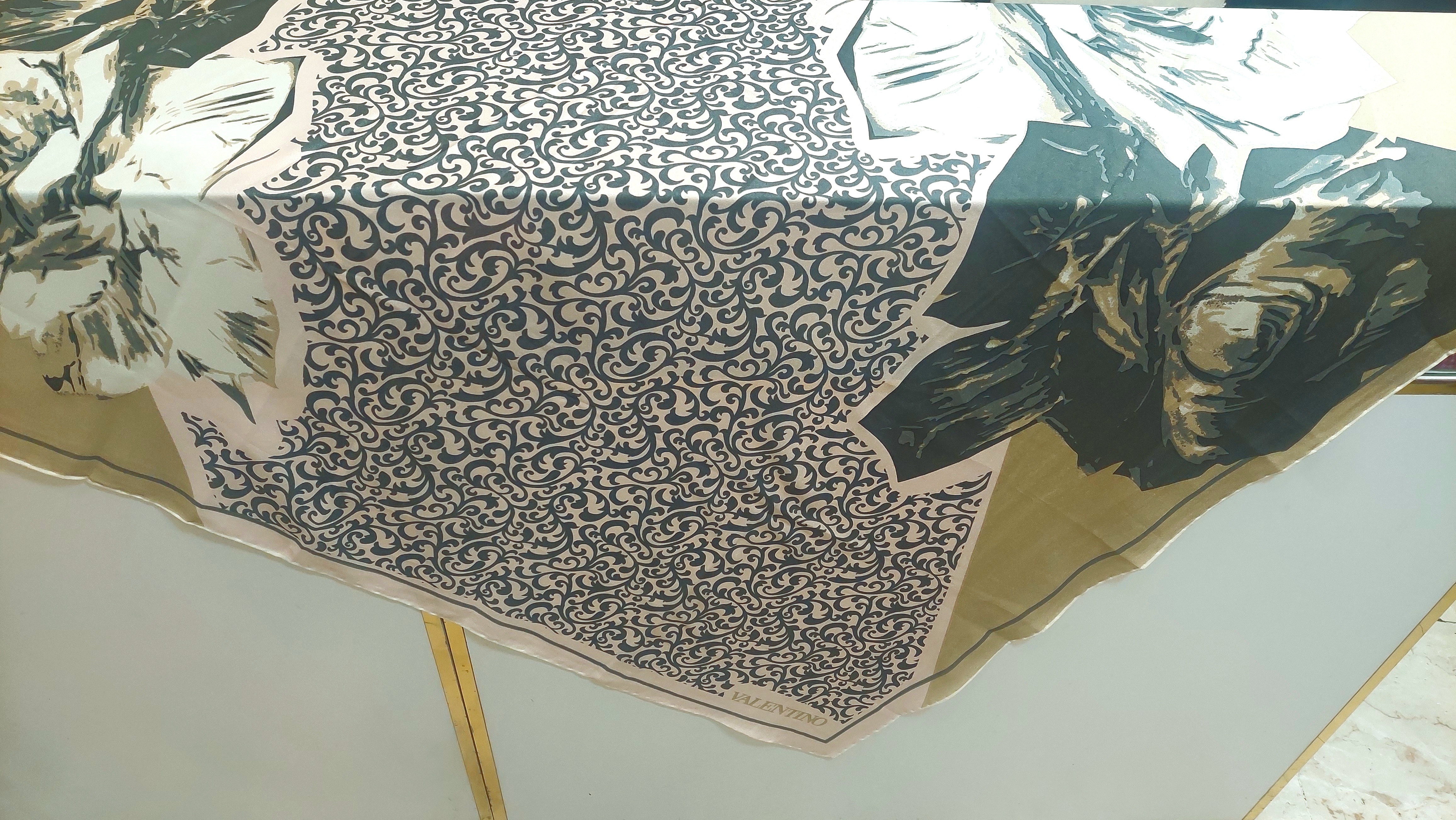 روسری مجلسی قواره ۱۴۰ ترک دستدوز